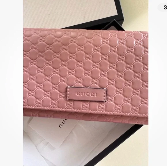 Gucci Microguccissima leather flap continental wallet in pink with chain - Picture 7 of 14
